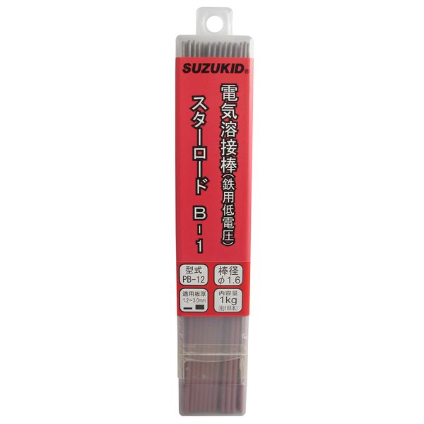 Star Electric Manufacturing (SUZUKID) Star Lord B-1 Low Voltage Mild Steel Welding Rod 0.06 inch (1.6 mm) x 9.1 inches (230 mm), 2.2 lbs (1 kg) PB-12