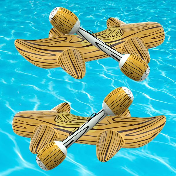 Dokeawo Upgraded Pool Floats - 4Pcs Inflatable Battle Logs and Pool Toys for Adults and Kids Ages 8-12, Perfect for Summer Pool Parties and Fun Pool Games