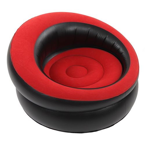 Yosoo Flocking Futon Sofa, Inflatable Chair Set - Red, Soft, Ultra Portable, Small Size, Backless, Armless, for Living Room, Bedroom, Camping, Travel, Beach, Hiking