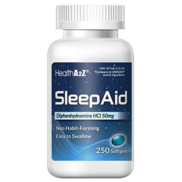 HealthA2Z Sleep Aid Diphenhydramine HCl 50mg 250 Softgels Supports Deeper Res...