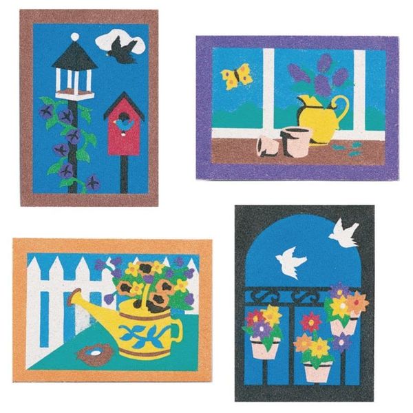 S&S Worldwide Sand Art Boards 5" x 7" - Garden (Pack of 12)