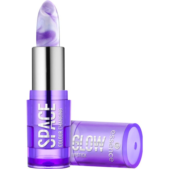 essence SPACE GLOW COLOUR CHANGING LIPSTICK, Violett, Expressergebnis, farbanpassend, schimmernd, vegan, ohne Alkohol, ohne Parabene, ohne Mikroplastikpartikel, 1er Pack (3.2g)