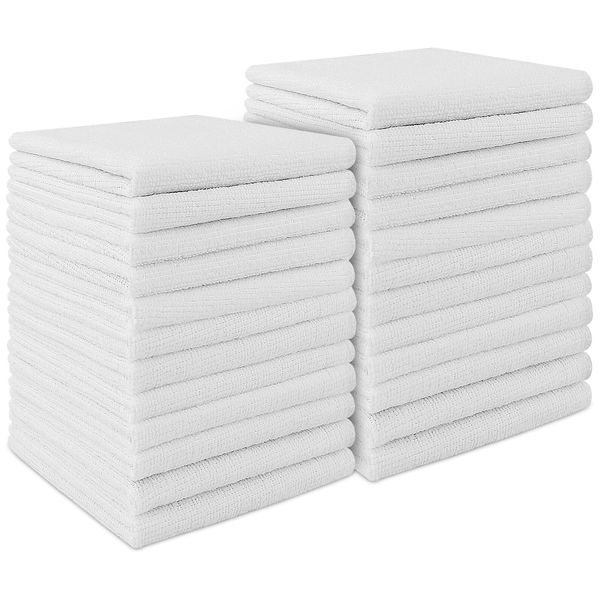 AIDEA Microfiber Cleaning Cloths White-24PK, Absorbent Cleaning Rags, Lint-Free, Scratch-Free, Streak-Free Wash Cloths, Microfiber Cloth, Dish Towels White(11.5 in.x 11.5 in.)