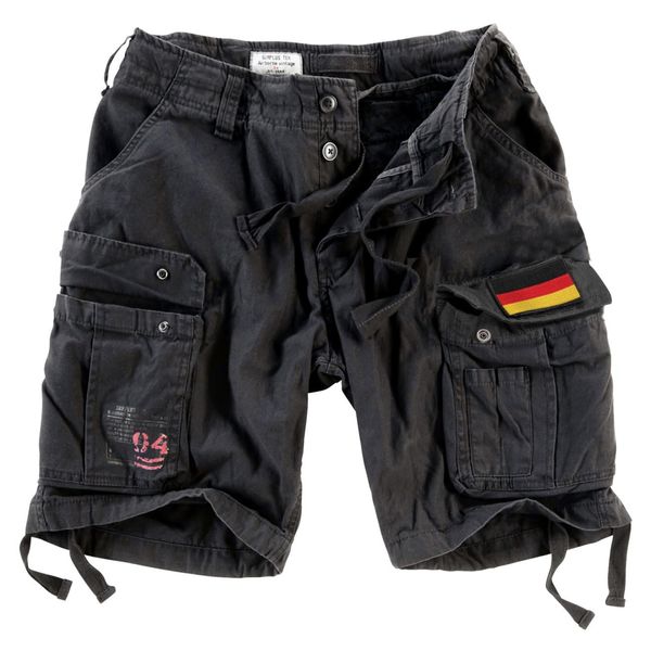 Surplus Raw Vintage Airborne Vintage Men's Cargo Shorts, Black with Patch, S, black, S