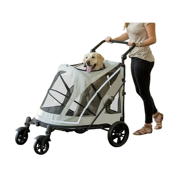 Pet Gear NO-Zip Pet Stroller with Dual Entry, Push Button Zipperless Entry fo...