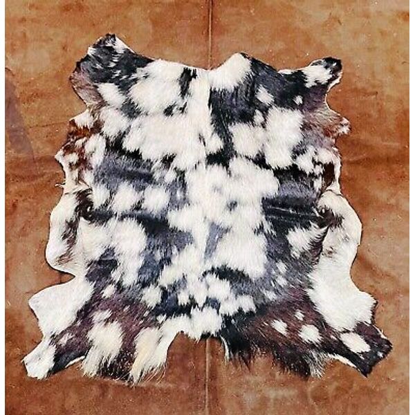 Tricolor Nordic Goat Hide, Real Leather Pelt, Summer Fur Coat, Animal Skin