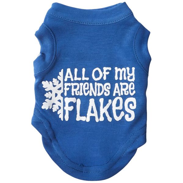 Mirage Pet Products 8-Inch All My Friends are Flakes Screen Print Shirts for Pets, X-Small, Blue