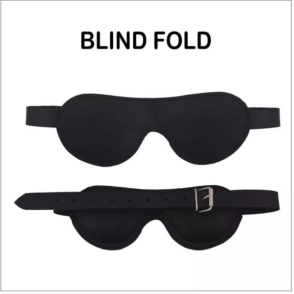 Leather phobia Eye Mask with Contoured Leather Padding in Black