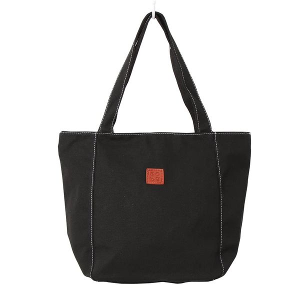 Canvas Tote, Korean-Like A4 Tote Bag, Women's, Men's, Unisex, For Work or School, Lightweight, Large Capacity, Zippered, Foldable, Canvas (Black)