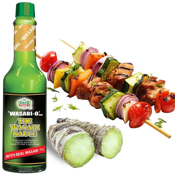 WASABI-O Wasabi Sauce With Wasabi Premium, Wasabi Hot Sauce For Sushi, Sour Sauce, Roast Beef, Roasted Veggies & More ,Wasabi peas, Vegan, Vegetarian, Gluten-Free, 62g