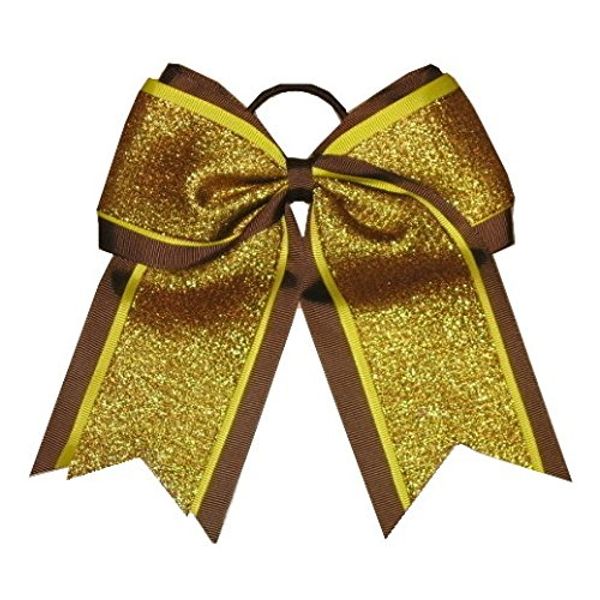 NEW "SHIMMER Brown" Cheer Bow Pony Tail 7 Inch Girls Hair Bows Cheerleading Dance Practice Football Games School Uniform Competition Grosgrain Ribbon Fall Thanksgiving