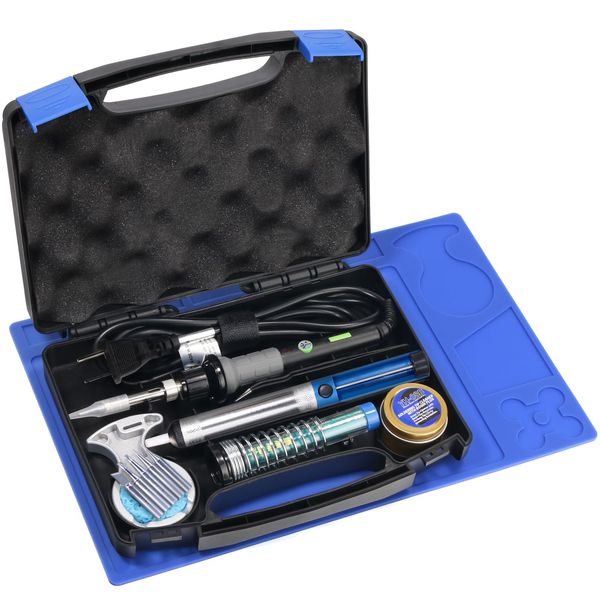 YIHUA 947-V Soldering Iron Kit with 3 LED Lights, Temperature Control, 5 Premium Solder Tips, Desoldering Pump, Indicator & ON/OFF Switch-60 Watts Soldering Iron, Solder Wire, Tip Cleaner, and more.