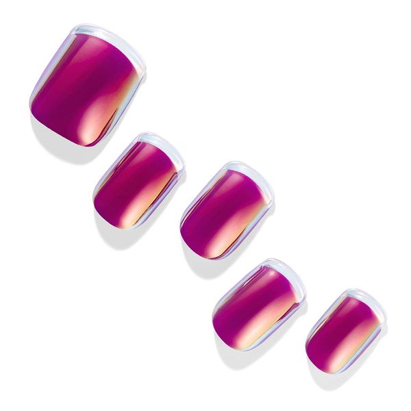 Dashing Diva Magic Press MJP409 Gel Nail Stickers, Artificial Nails, Color Gel, Design, For Hands, Color: Plum Ice French, Shape: Square, Standard