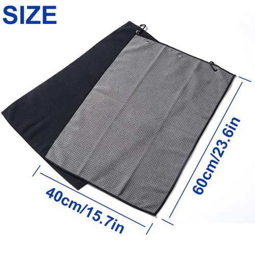 Fpxnb 2 Pack Tri-fold Golf Towel Set, Microfiber Fabric Waffle Pattern Towels, Heavy Duty Carabiner Clip (2 Pcs, 2 Colors)