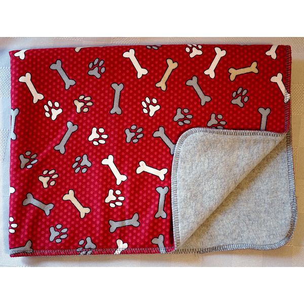 DOG PUPPY PET FLANNEL/FLEECE BLANKET: paws and bones  20x28" JUST TOO CUTE!