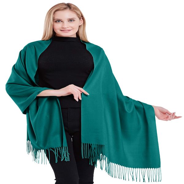 CJ Apparel Jade Green 100% Cashmere Shawl Pashmina Scarf Wrap Stole Hand Made in Nepal NEW