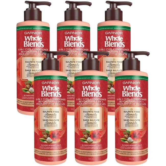 6-Pack New Garnier Whole Blends 5 in 1 Curl Conditioner with Royal Hibiscus Shea