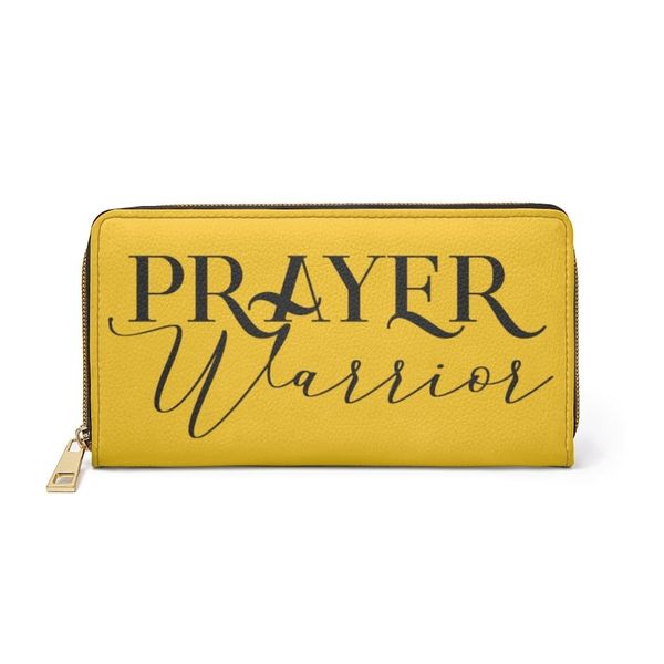 Womens Wallet, Zip Purse, Golden Yellow & Black Prayer Warrior - One size