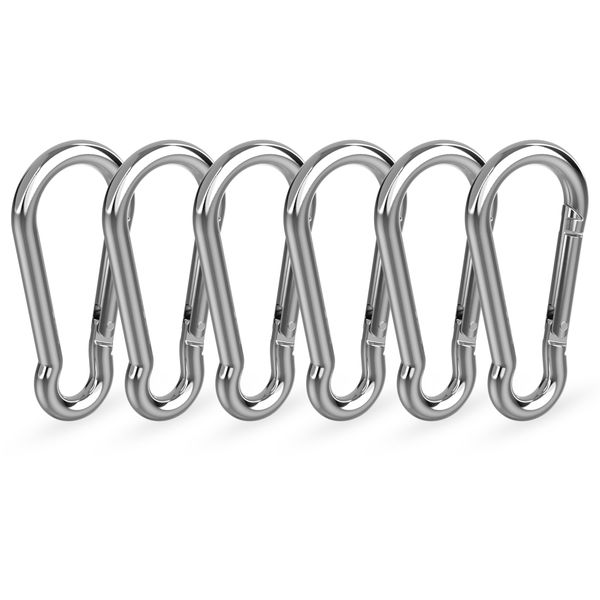 RAVN HAMAN Set of 6 Carabiner hooks 4 x 40 mm - Carabiner clips with snap lock with a load capacity of up to 40 kg - Snap hooks for key rings, backpacks, hanging baskets, etc. - Galvanised steel