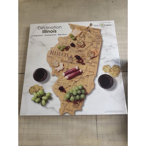 Totally Bamboo Destination Illinois State Shaped Serving and Cutting Board New