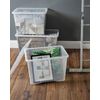 JMS we create smile [Pack of 2] Home Office Clear Plastic Stackable Storage Boxes & Lids (80 Litre)