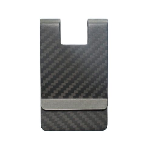 Medifier Carbon Fiber Money Clip Business Card Holder for Women or Men Front Pocket Slim Leather Money Holder Glossy Black, matt, Modern