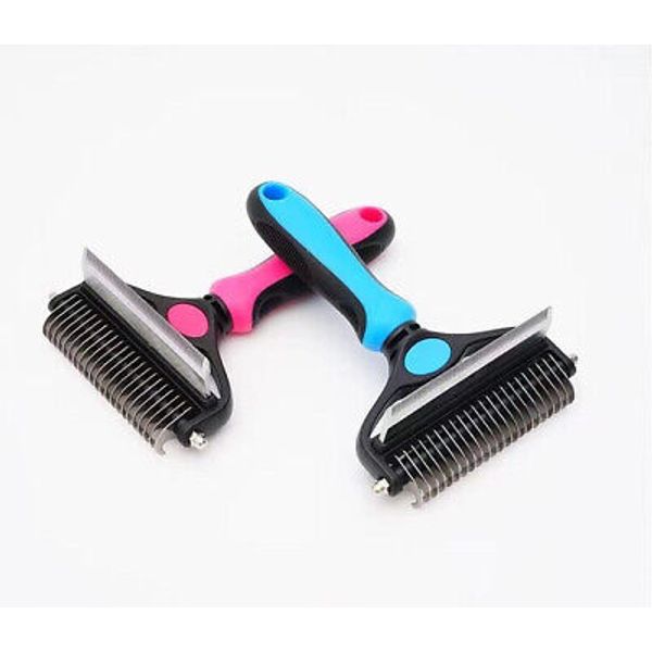 Professional Pet Grooming Tool, 2 in 1 Dematting Comb & Undercoat Rake,Pet Brush