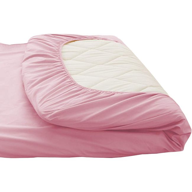 Futon Cover, Semi-double, 100% Cotton, One-touch Sheets, For Extra Thick Futons, Fitted Sheets, Futon Cover, Mattress Cover, Bed Cover, Bed Sheet, Bed Cover, Washable, Dust Mite Resistant, Antibacterial (Pink, Semi-Double, 49.2 x 8.6 inches (125 x 215 cm)