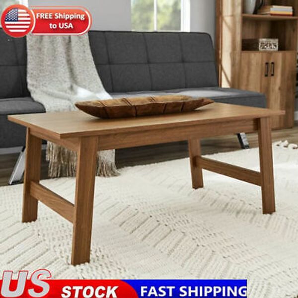 Wood Rectangle Coffee Table Open Storage Space Living Room Furniture Walnut HOT