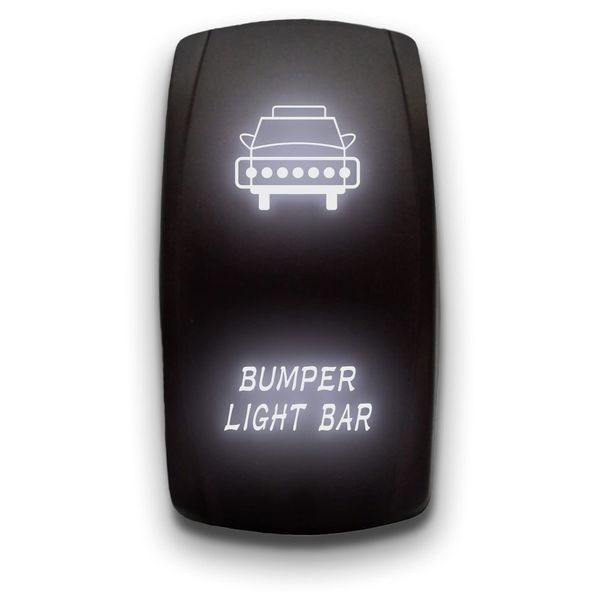 Bumper Light BAR - White - Laser Etched Toggle Switch 20A 12V - Vertical Rocker Switch 5-Pin DPST