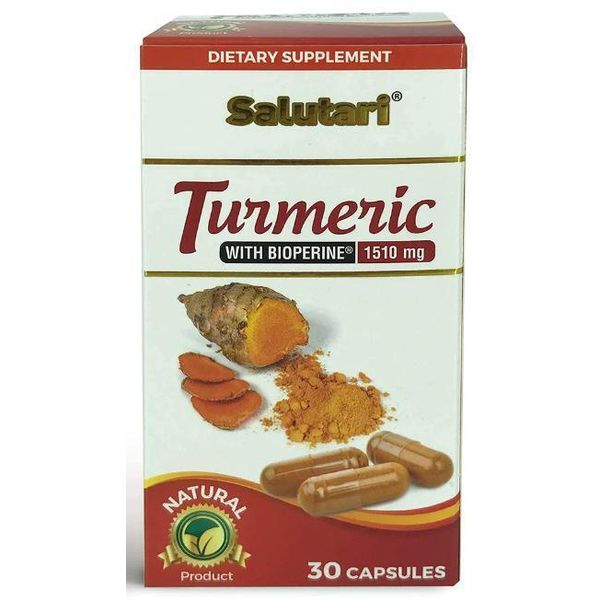 SALUTARI TURMERIC 1510 MG WITH BIOPERINE 30 CAPSULES Natural Made in USA