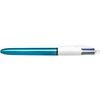 BIC 3 Pack Ballpoint Pen with 4 Colour Grip, Blue Barrel, Medium Point (1.0mm), Assorted Inks