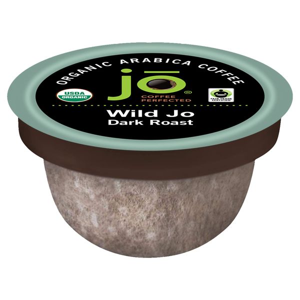 WILD JO: 12 Cup Organic Dark French Roast Compostable Coffee Pods for Keurig K-Cup Compatible Brewers | Bold Strong Rich Wicked Good | Eco-Friendly Single Serve | Fair Trade Certified Gluten Free