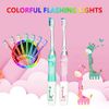 Kids Electric Toothbrushes Age 3+ Years Toddler Childrens Battery Toothbrush with Timer Colorful Flashing Light 4 Brush Heads for Baby Childs Boys Girls Waterproof Deep Clean Seago SG977 (Pink)
