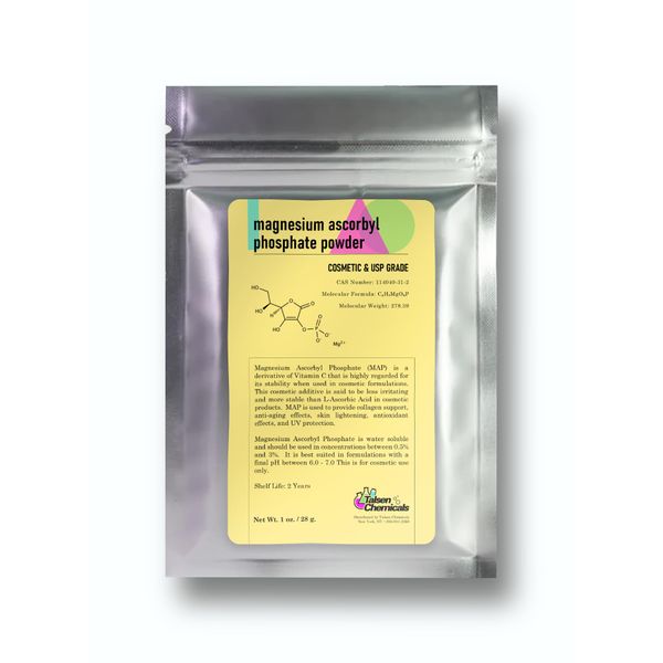 Magnesium Ascorbyl Phosphate Powder, Magnesium Ascorbyl Phosphate Stable Vitamin C, Magnesium Ascorbyl Phosphate MAP Powder for DIY Skincare Products Talsen Chemicals (1 Ounce / 28 Grams)