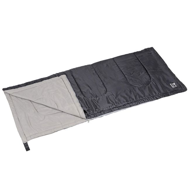 Captain Stag UB-31 Sleeping Bag (Minimum Usable Temperature 15°C), Envelope-Shaped Prairie, Filling: 21.2 oz (600 g), Black, 29.5 x 72.8 inches (75 x 185 cm)