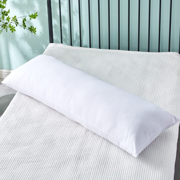 Rohi 6ft Full Body Pillow with White Pillowcase Cover -Orthopaedic 19"x 72" Super King Bed Size Long Bolster Support Pillow - Maternity Nursing Back & Neck Support Pillows - Side Sleeper Pillow