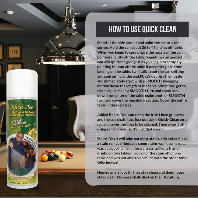 Quick Clean Pool Table Felt Cleaner Kit