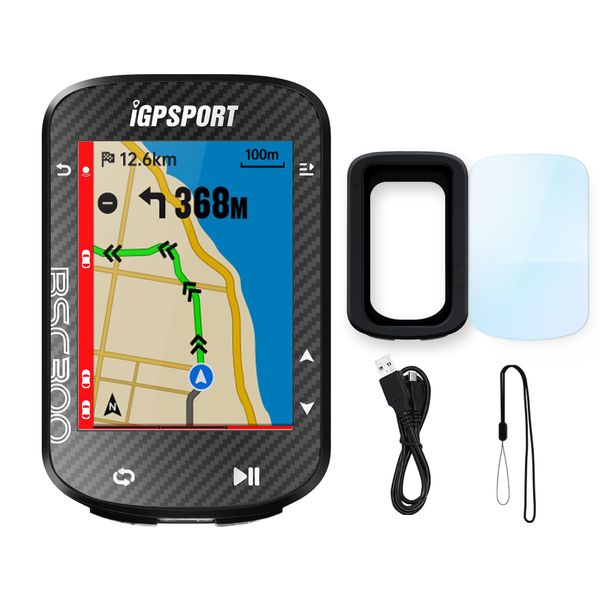 iGPSPORT BSC300 Cycle Computer, GPS, Bicycle, Cyon Wireless, 2.4 Inch ANT+ & Bluetooth Cycling Speedometer and Odometer, Type-C Fast Charging and Large LCD Auto Backlight, Phone Notifications, 130+