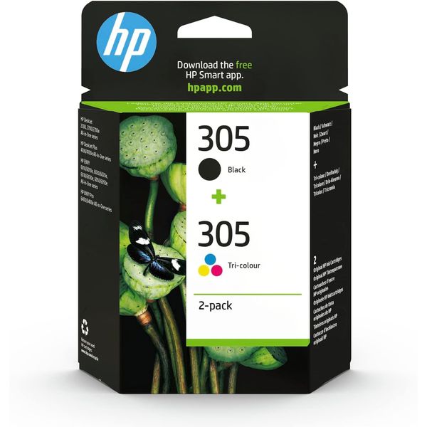 HP 305, Black/Tri-Colour Original Ink Cartridges (6ZD17AE), Pack of 2