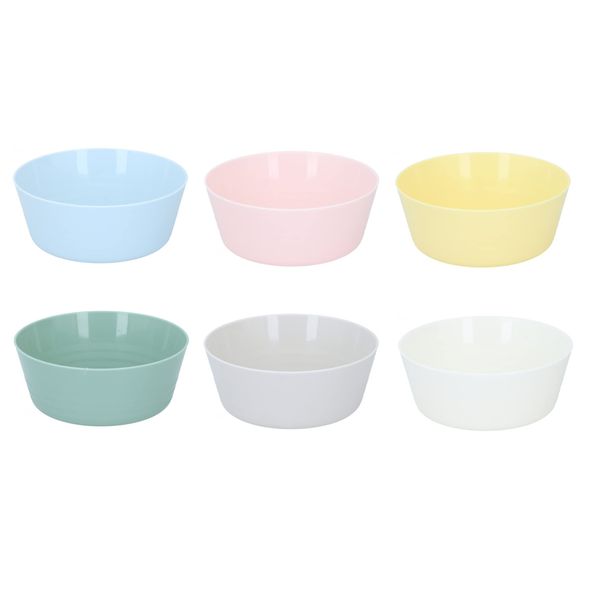 Invero Set of 18 Children's Colourful Plastic Bowls - Unbreakable, Stackable, Reusable Tableware Serving Bowl Set - Microwave and Dishwasher Safe - Cereal, Fruits, Snacks or Rice