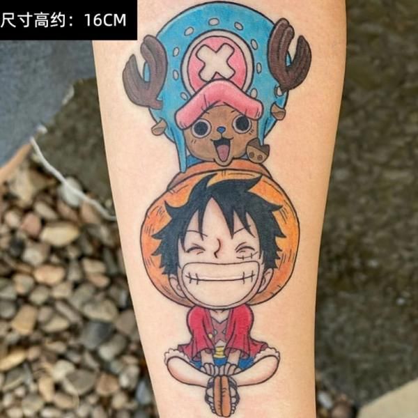 Miss Cat Anime One Piece Helicopter Luffy Tattoo Sticker Personality Cute Flower Arm Waterproof Men And Women