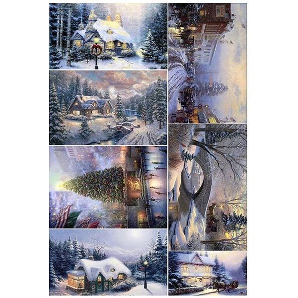 Rice Paper for Decoupage A4, Craft Paper, Decoupage Paper Vintage, Winter Landscape Paper, Christmas Decoupage Paper for Crafts (Winter Collage - 2 Sheets)