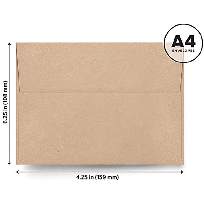 Kraft Paper Invitation Envelopes 4x6 for Wedding, Baby Shower