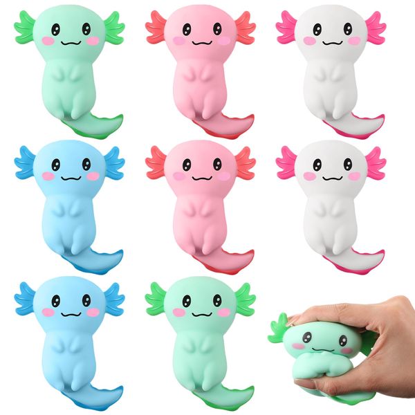 RoundFunny 14 Pcs Axolotl Sensory Fidget Toy Axolotl Party Favors Axolotl Gifts Axolotl Party Supplies Stress Relief Squeeze Gifts Axolotl Stress Balls for Boys Girls Christmas(14 Pcs)