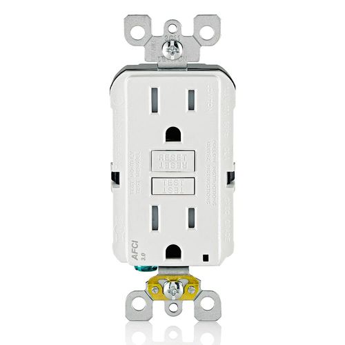 Leviton AFCI Outlet, 15 Amp, Self Test, Tamper-Resistant with LED Indicator Light, Protection from Electrical Fires, AFTR1-W, White