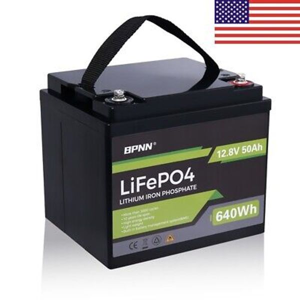 12V 50Ah LiFePO4 Lithium Battery Deep Cycle for Solar RV Off-grid Trolling Motor