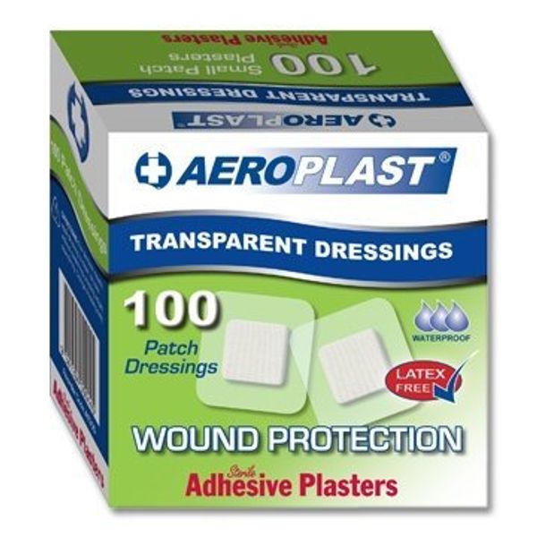 Aeroplast Transparent Plasters, Small Patch 38mm x 38mm (100 per box)
