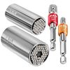 S&R Universal Socket Spanner Set - 2 Universal Sockets, 2 Hex Adapters - Versatile and Practical Tool Kit with Padded Storage