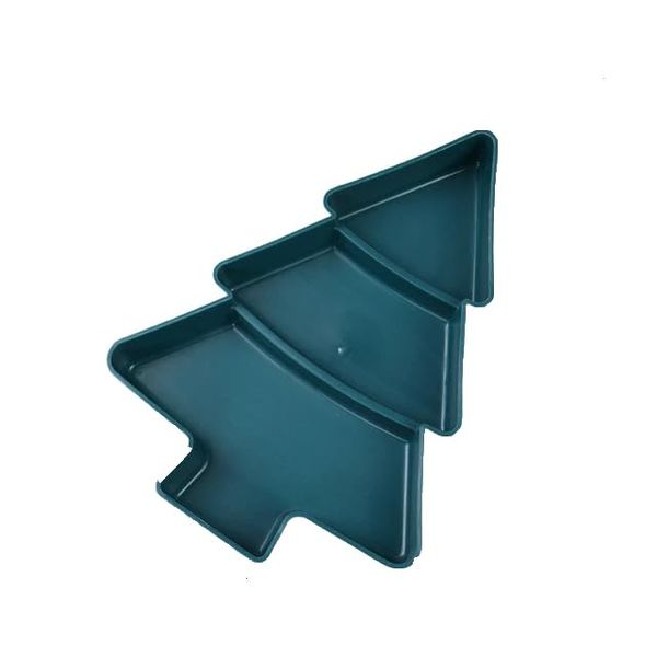 Christmas Tree Plates, White, Black, Red, and Teal (Green)